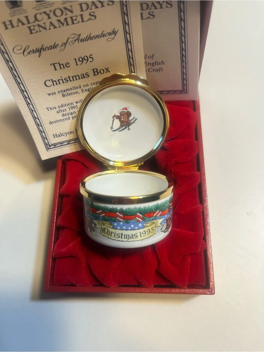 Halcyon Days Enamels 1995 Christmas Gingerbread House Trinket Box